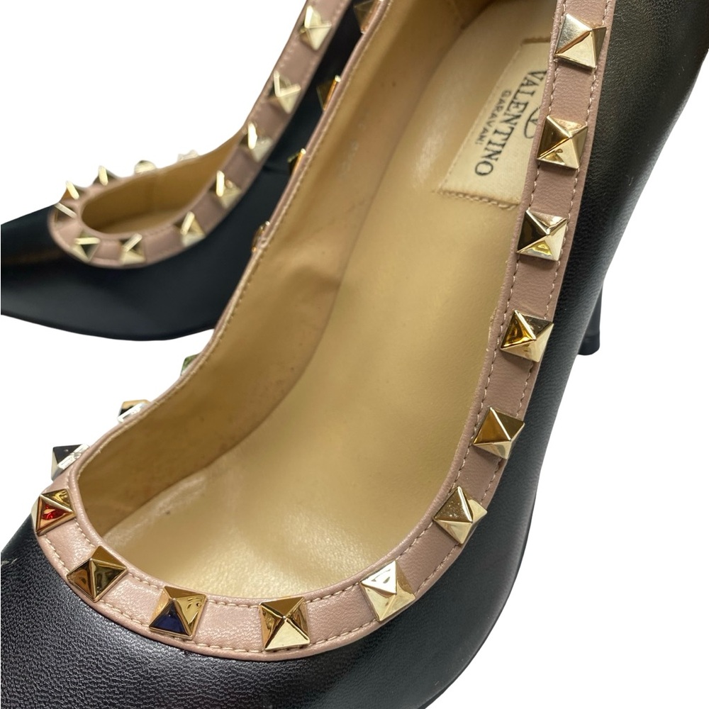 Valentino Black and Gold Studded Heels - Picture 9 of 11